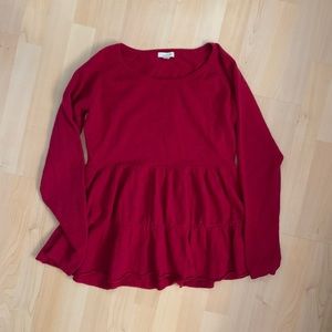 Garnet Hill Red Cashmere Tiered Sweater L fits 6-8